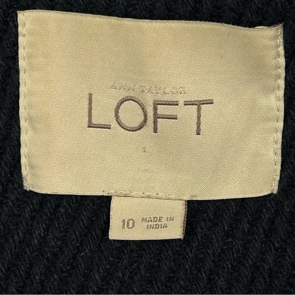 Loft Womens Pea Coat Size 10 Wool Blend Corduroy Pockets Classic Preppy Navy - Picture 6 of 11